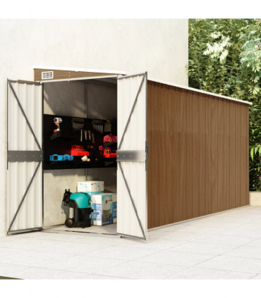 vidaXL Wall-mounted Garden Shed Brown 118x382x178 cm Galvanised Steel