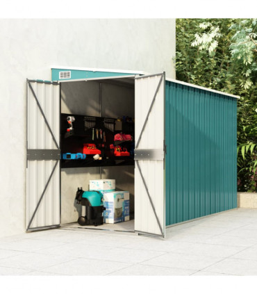 vidaXL Wall-mounted Garden Shed Green 118x288x178 cm Galvanised Steel