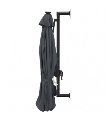 Wall-mounted Parasol with LEDs and Metal Pole 300 cm Anthracite