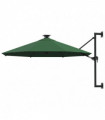 Wall-mounted Parasol with LEDs and Metal Pole 300 cm Green
