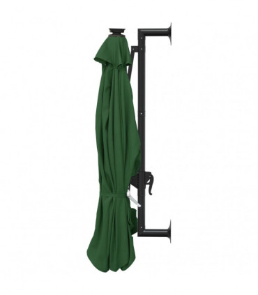 Wall-mounted Parasol with LEDs and Metal Pole 300 cm Green