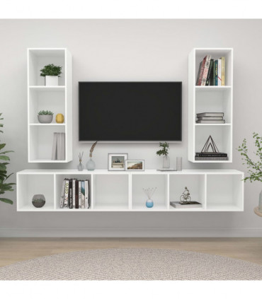Wall-mounted TV Cabinets 4 pcs White Engineered Wood