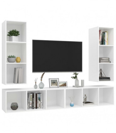 Wall-mounted TV Cabinets 4 pcs White Engineered Wood