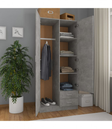 Wardrobe Concrete Grey 80x52x180 cm Engineered Wood