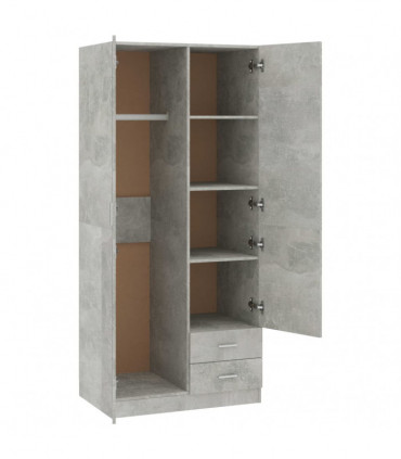 Wardrobe Concrete Grey 80x52x180 cm Engineered Wood