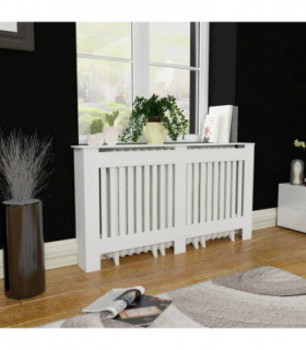 White MDF Radiator Cover Heating Cabinet 152 cm