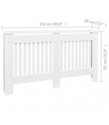 White MDF Radiator Cover Heating Cabinet 152 cm