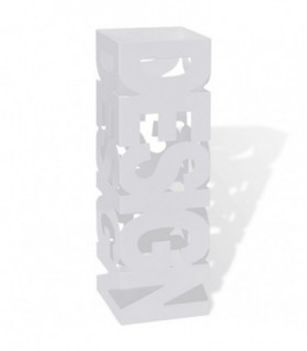 White Square Umbrella Stand Storage Holder Walking Stick Steel 48.5 cm