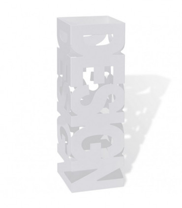 White Square Umbrella Stand Storage Holder Walking Stick Steel 48.5 cm