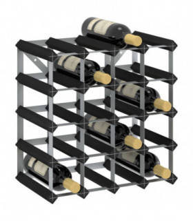 Wine Rack for 20 Bottles Black Solid Pine Wood