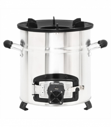 Wood Stove with USB Fan Silver 35.5x26x28 cm Stainless Steel