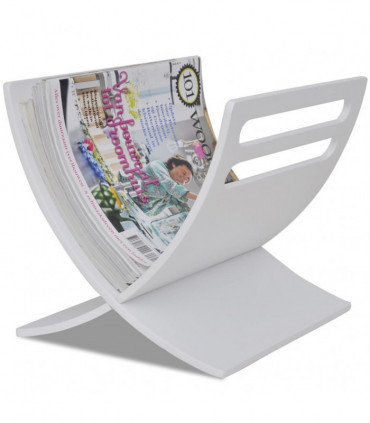 Wooden Magazine Rack Floor Standing White