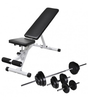 Workout Bench with Barbell and Dumbbell Set 30.5 kg