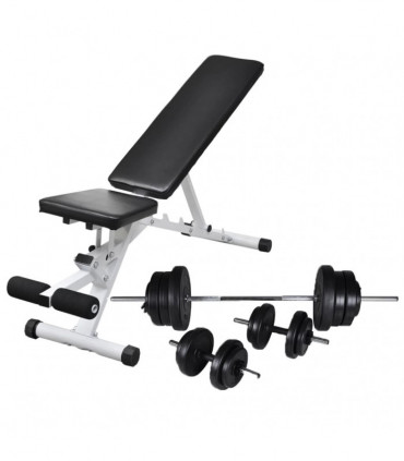 Workout Bench with Barbell and Dumbbell Set 60.5 kg