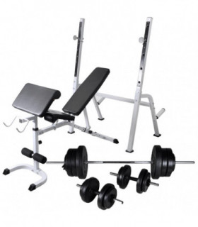 Workout Bench with Weight Rack, Barbell and Dumbbell Set 60.5kg