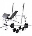 Workout Bench with Weight Rack, Barbell and Dumbbell Set 60.5kg