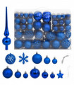 vidaXL 111 Piece Christmas Bauble Set Blue Polystyrene