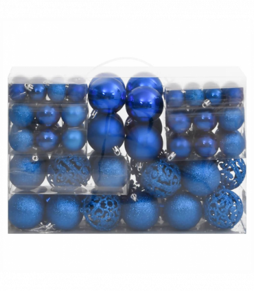vidaXL 111 Piece Christmas Bauble Set Blue Polystyrene