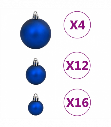 vidaXL 111 Piece Christmas Bauble Set Blue Polystyrene