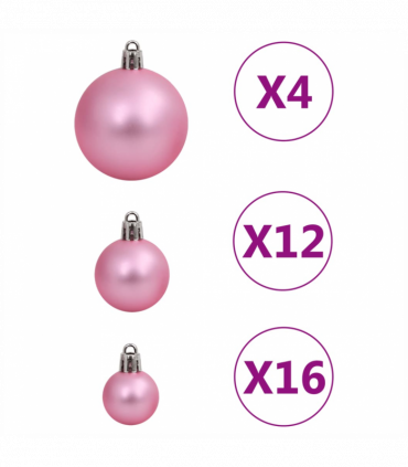 vidaXL 111 Piece Christmas Bauble Set Pink Polystyrene