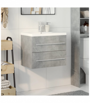 vidaXL 2 Piece Bathroom Furniture Set Concrete Grey Engineered Wood