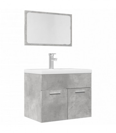 vidaXL 2 Piece Bathroom Furniture Set Concrete Grey Engineered Wood