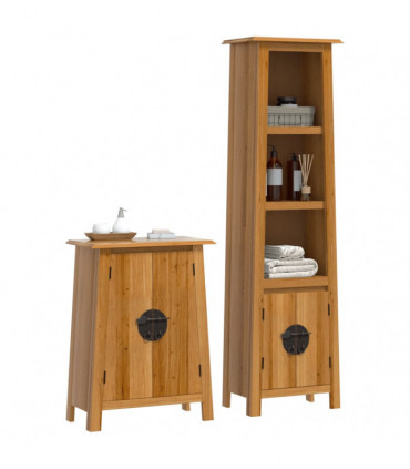vidaXL 2 Piece Bathroom Furniture Set Solid Wood Pine