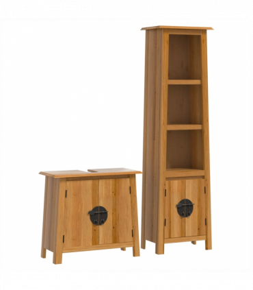 vidaXL 2 Piece Bathroom Furniture Set Solid Wood Pine