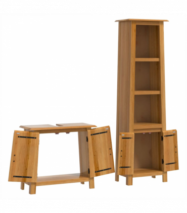 vidaXL 2 Piece Bathroom Furniture Set Solid Wood Pine