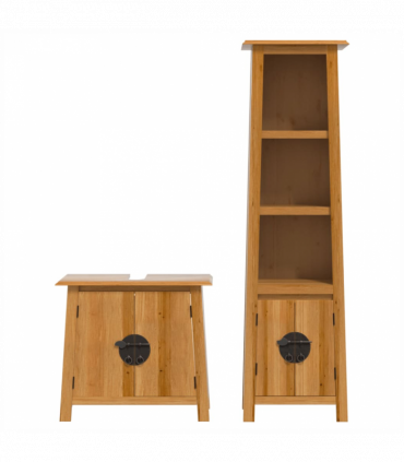 vidaXL 2 Piece Bathroom Furniture Set Solid Wood Pine