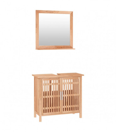 vidaXL 2 Piece Bathroom Furniture Set Solid Wood Walnut