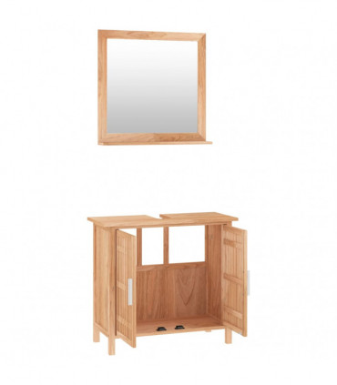 vidaXL 2 Piece Bathroom Furniture Set Solid Wood Walnut