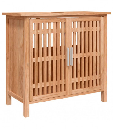 vidaXL 2 Piece Bathroom Furniture Set Solid Wood Walnut