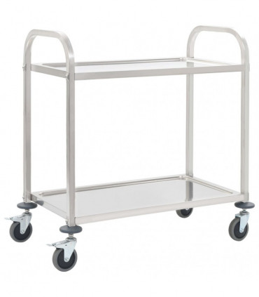 vidaXL 2-Tier Kitchen Trolley 95x45x83.5 cm Stainless Steel