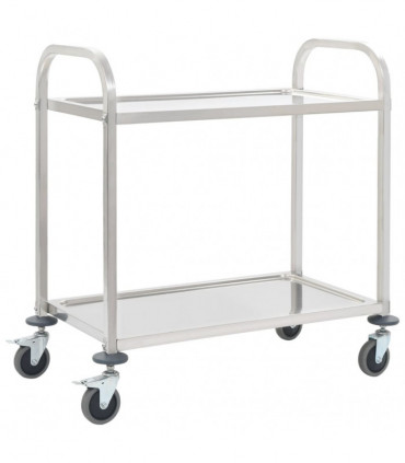 vidaXL 2-Tier Kitchen Trolley 96.5x55x90 cm Stainless Steel