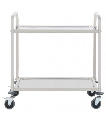 vidaXL 2-Tier Kitchen Trolley 96.5x55x90 cm Stainless Steel