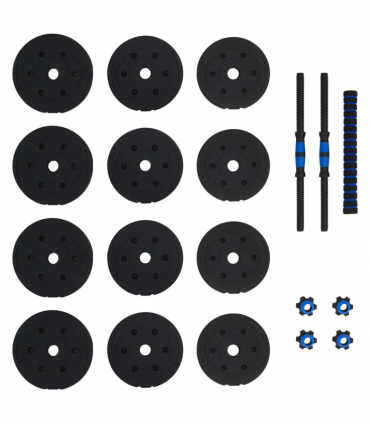 vidaXL 2-in-1 Dumbbell Set Black and Blue 121 x 19.5 x 19.5 cm