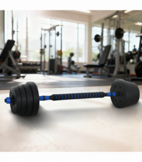 vidaXL 2-in-1 Dumbbell Set Black and Blue 121 x 19.5 x 19.5 cm