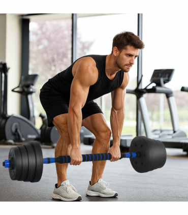 vidaXL 2-in-1 Dumbbell Set Black and Blue 121 x 19.5 x 19.5 cm