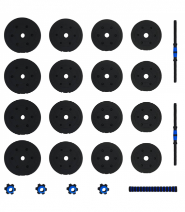 vidaXL 2-in-1 Dumbbell Set Black and Blue 121 x 19.5 x 19.5 cm