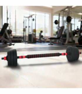 vidaXL 2-in-1 Dumbbell Set Black and Red 121 x 19.5 x 19.5 cm