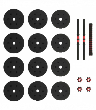 vidaXL 2-in-1 Dumbbell Set Black and Red 121 x 19.5 x 19.5 cm