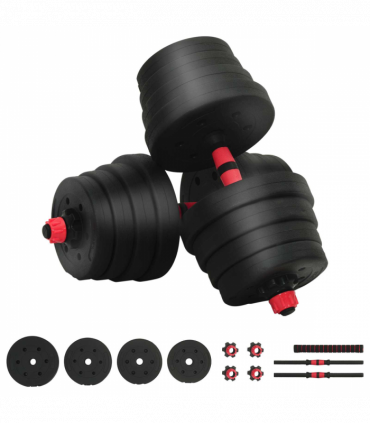 vidaXL 2-in-1 Dumbbell Set Black and Red 121 x 19.5 x 19.5 cm