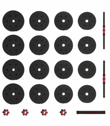 vidaXL 2-in-1 Dumbbell Set Black and Red 121 x 19.5 x 19.5 cm