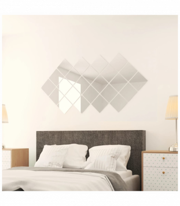 vidaXL 24 pcs Mirror Tiles Square Glass