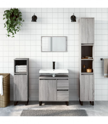 vidaXL 3 Piece Bathroom Furniture Set Grey Sonoma Engineered Wood