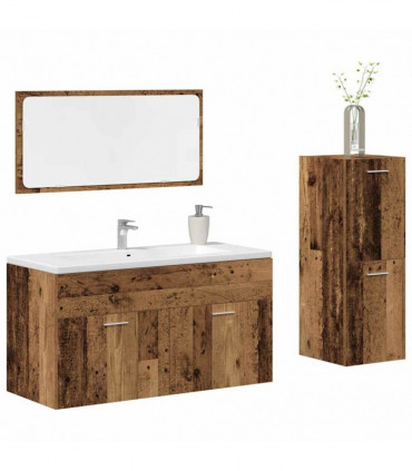 vidaXL 3 Piece Bathroom Furniture Set Old Wood Engineered Wood