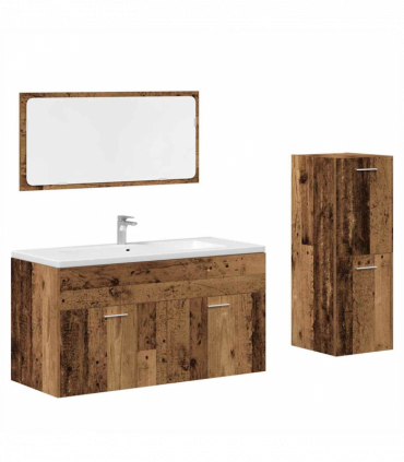vidaXL 3 Piece Bathroom Furniture Set Old Wood Engineered Wood