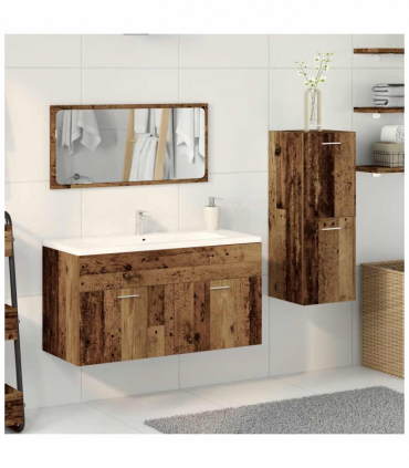 vidaXL 3 Piece Bathroom Furniture Set Old Wood Engineered Wood