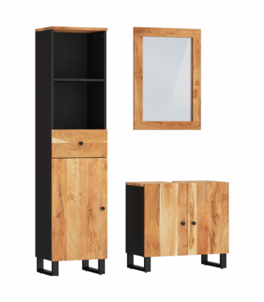 vidaXL 3 Piece Bathroom Furniture Set Solid Wood Acacia